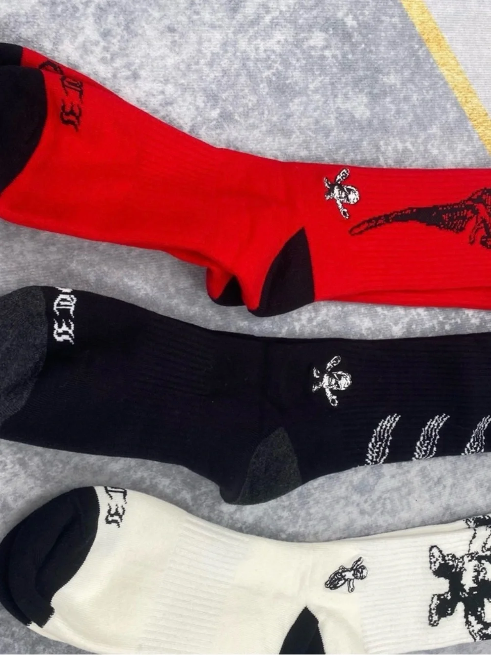 Chrome Hearts Crew Socks Trio - Red, Black & White FOTI Collection Jarvis Teeter